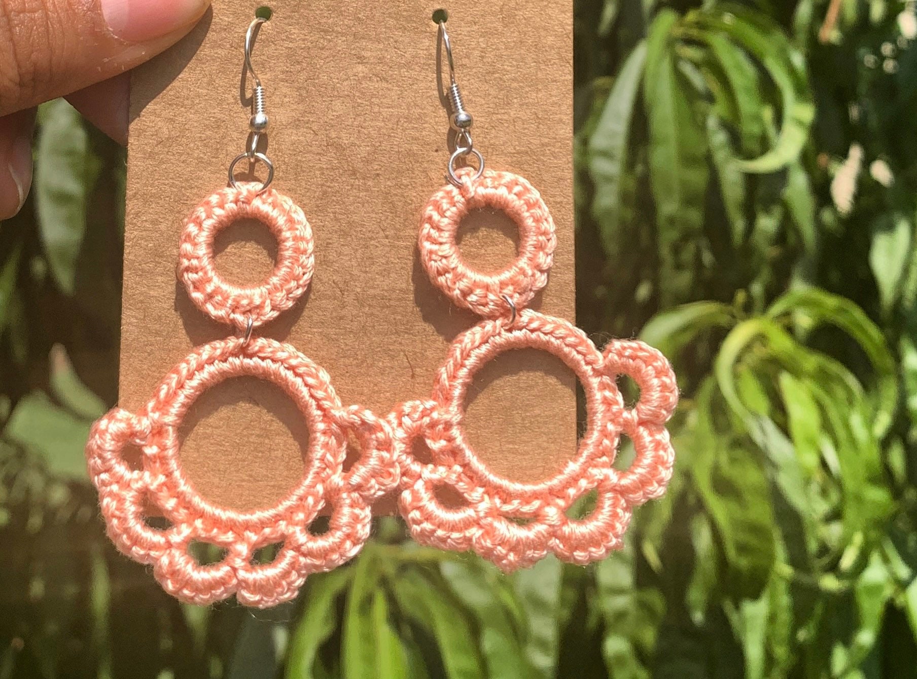 Peach colored dangling earrings Etsy
