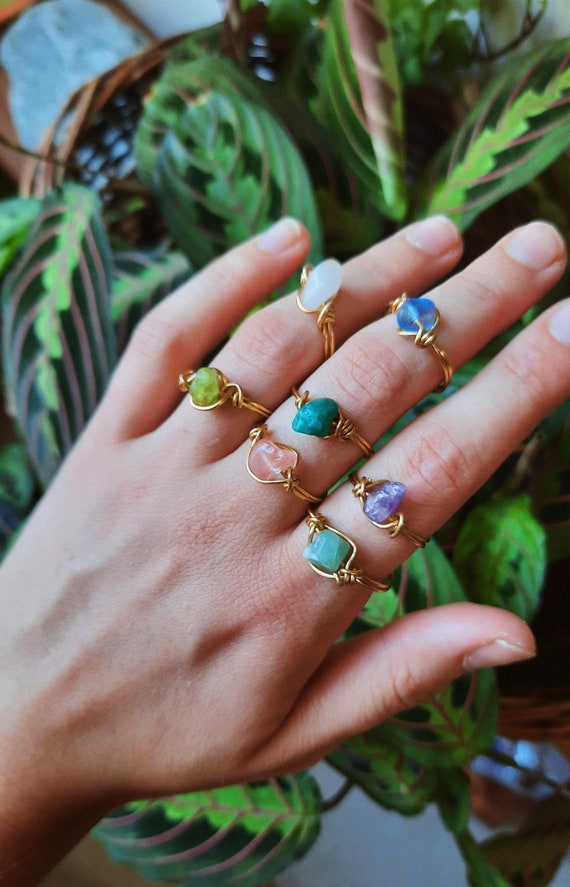 Handmade Crystal Wire Rings Etsy