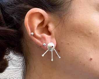 Sterrenbeeld Oorbellen - Sterling Zilveren Oorbellen met Gewaxte Draad - Handgeknoopte Minimalistische Sieraden - Kleurrijke Handgemaakte Oorbellen - Uniek Sieraden Cadeau