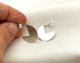 Zilveren oorknopjes met wikkelontwerp - Minimalistische open schijfoorbellen - Oorknopjes van sterling zilver 925 - Geometrische, sculpturale oorknopjes - Organische oorstekers
