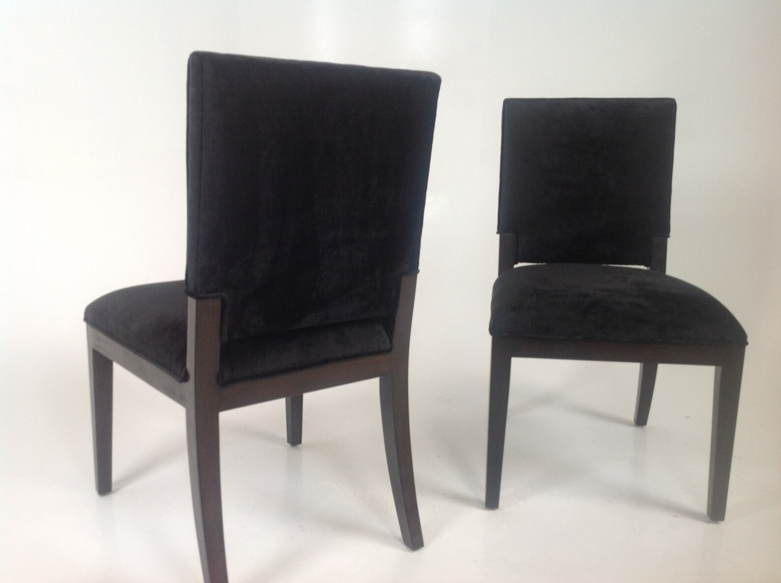 Modern Black Chenille Dining Chairs a Pair Etsy