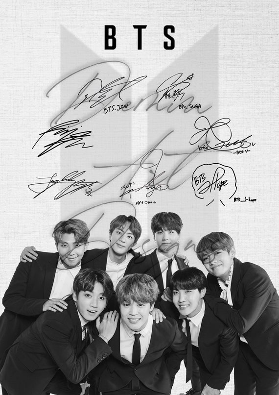 BTS Signature/autograph Fan Made Picture Poster, Digital Wall Art Black and  White Download, Room Decor -  Israel