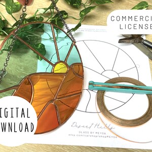 Desert Hills Stained Glass Pattern, Stained Glass Patterns, DIY Stained Glass, Digital Download, Modern Stained Glass Decor, Glass by Meysa