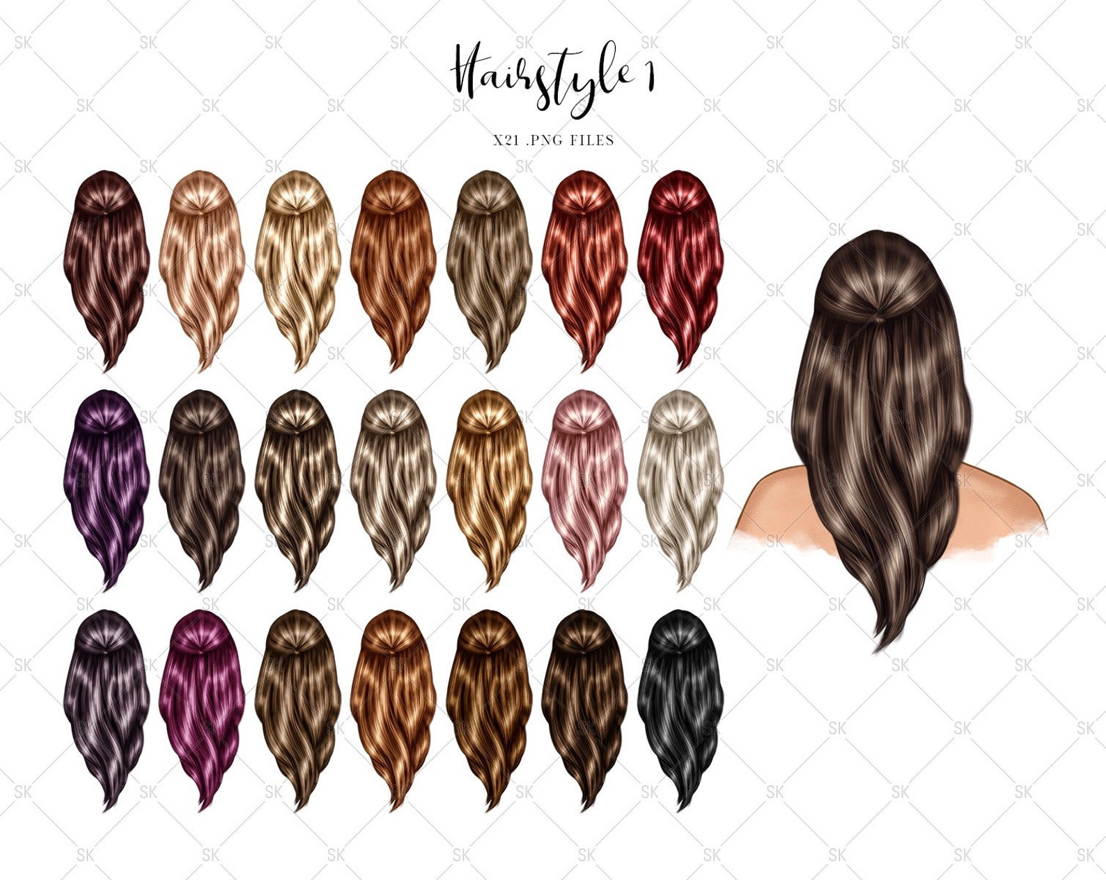 Hairstyles Cliparts Womans Hair Clipart Girls Hairs Etsy