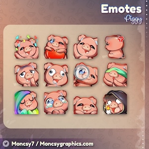 Lindos emoticones de Twitch de Piggy / Emote de subtítulo de Pig para Twitch / Youtube, Discord, Twitch / Piggy - Descarga instantánea /