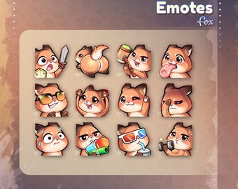 Cute Fox Twitch Sub Emotes /  Fox emotes for your Twitch, Discord, Youtube / Fox - Instant download /