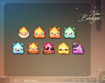 Twitch Cute Flame badges / Kawaii Flame badges for streamers / Fire badge for your stream