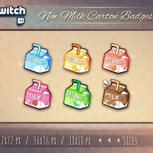 Twitch badges / Milk carton badges for streamers / Milk badges / Streamer Twitch sub and cheer badges for your Stream