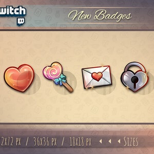 Twitch badges // Cute badges for streamers / Valentine&#39;s day /