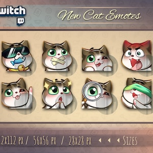 Twitch Cat emotes // Cute chibi Cat emotes for streamers / Kawaii Cat / for Twitch, Discord or Youtube