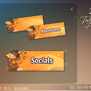 22 Twitch Orange Autumn Panels /Twitch overlay / 22x Twitch Cute Panels Package