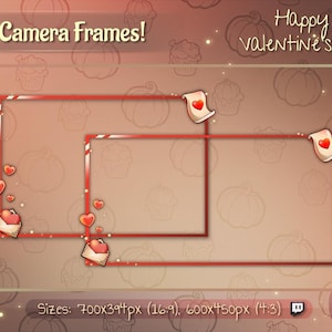 Webcam Overlay / Webcam Frame - Valentine&#39;s Day Webcam frame / Cute Custom Twitch Streamlabs OBS Facecam Overlay