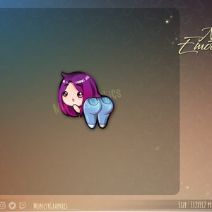 Chibi Purple hair girl Booty Twitch emotes / Cute chibi girl emotes for streamers / Booty emotes /Kawaii Girl booty ass emote