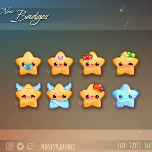 Cute Twitch Star Bit Badges / Star Sub-Badges  / Cheer Badges / Twitch Subscriber Badges / Discord