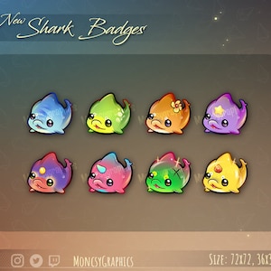 Twitch badges // Cute badges for streamers / Shark badges / Animal emotes