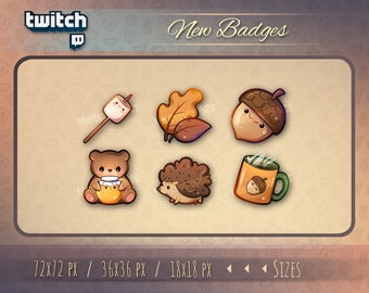 Cute Autumn Twitch badges / Kawaii Forest sub badges / Twitch Animal cheer badges