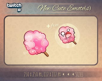 Cute Valentine's Day cotton candy Twitch Emotes / Kawaii cotton candy Twitch Sub Emotes / Valentine's Day emotes for twitch, discord