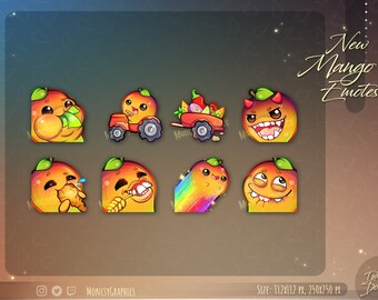 Twitch Cute Mango emotes for streamers / Kawaii Fruit emote for your Twitch, Discord or Youtube