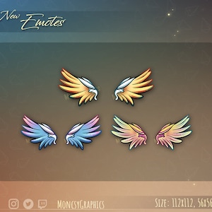 Twitch wings emotes / Cute chibi emotes for streamers / Girl emotes / Wings