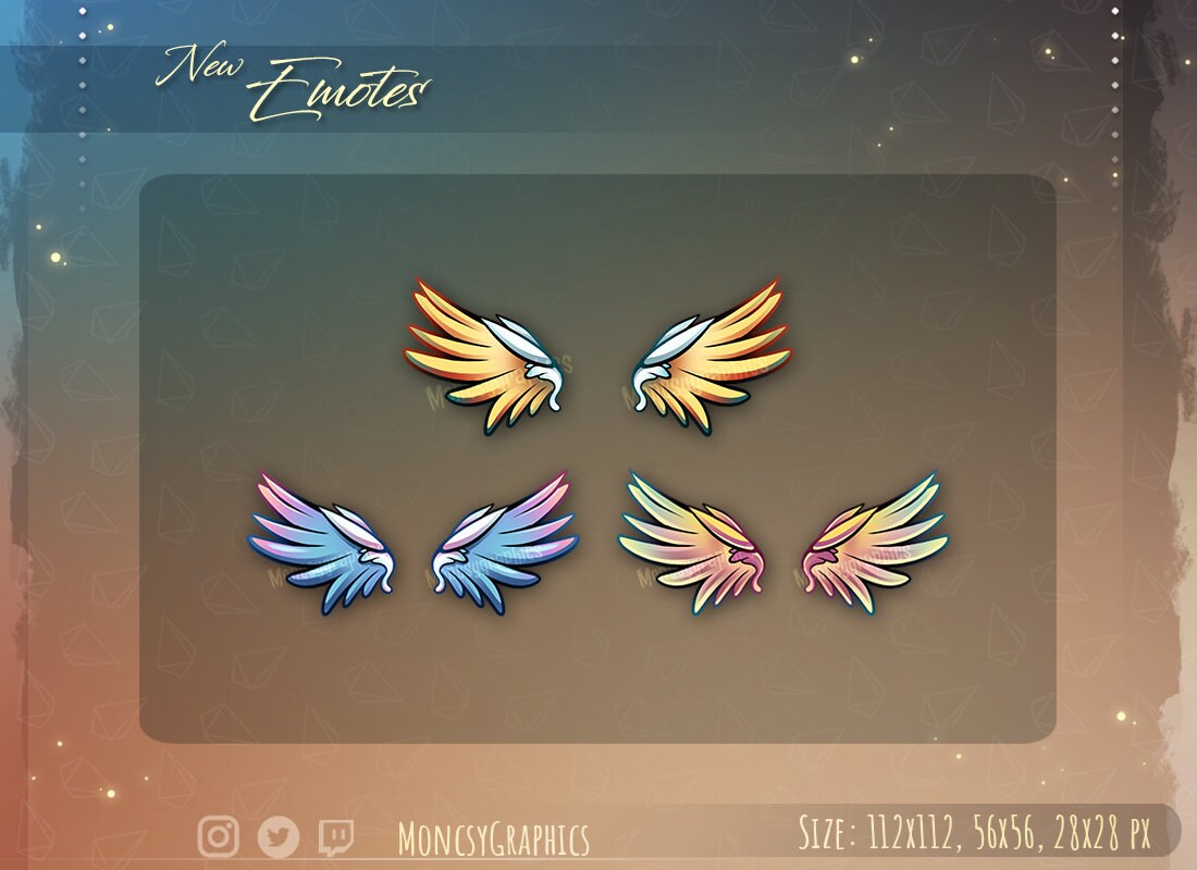 Twitch Wings Emotes / Cute Chibi Emotes for Streamers / Girl Emotes
