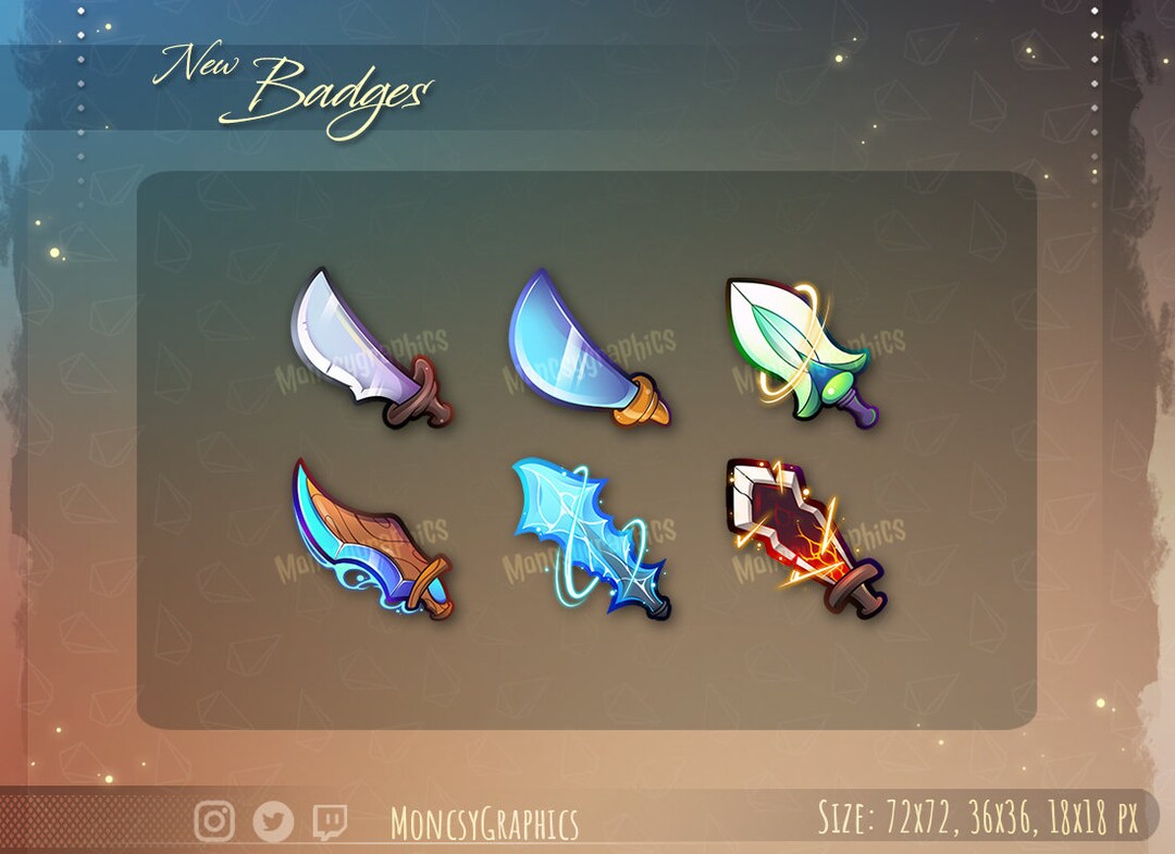 Twitch Sword Badges / Weapon Badges for Streamers / Streamer Twitch Sub
