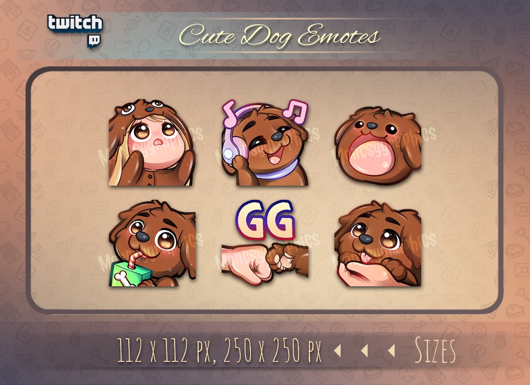 Twitch Dog Emotes / Cute Chibi Spaniel Emotes for Streamers / for