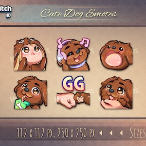 Emotki psa Twitch / Słodkie emotki spaniela chibi dla streamerów / na Twitch, Discord lub Youtube