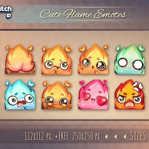 Emote Fiamma Carina di Twitch per gli streamer / Emote Fiamma Kawaii per Twitch, Discord o Youtube