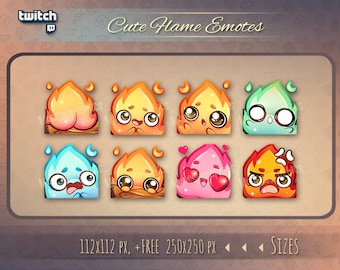 Leuke Twitch-vlamemotes voor streamers / Kawaii Flame-emote voor je Twitch, Discord of YouTube