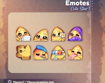 Twitch emotes // Cute Star chibi emotes for streamers / 8x Kawaii Star emotes / for Twitch and Discord