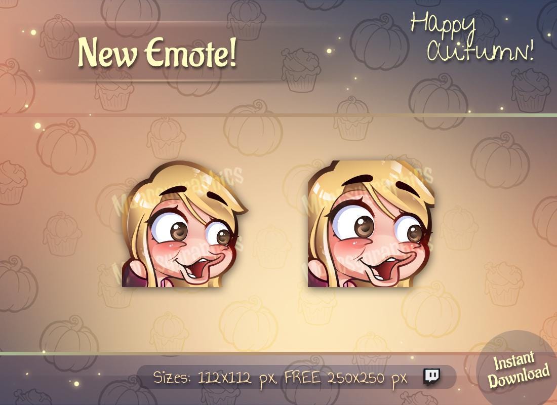 2x Twitch Pog emotes / Blonde hair/brown eyes chibi Girl emotes for streamers / for Twitch and Discord