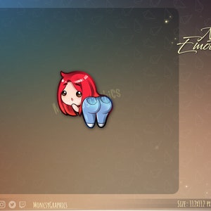 Chibi red hair girl Booty Twitch emotes / Cute chibi girl emotes for streamers / Booty emotes /Kawaii Girl booty ass emote