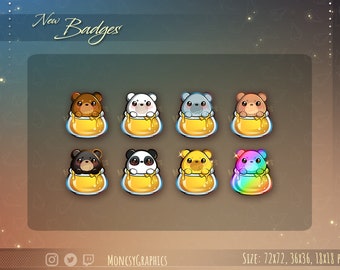 Cute Bear Twitch Discord badges / Bear Twitch badges / Twitch 8x Bear badges / Twitch Sub Cheer badges