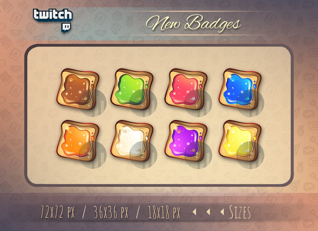 Twitch Bread Sub Bit Badges / Cute Toast Badges for Streamers Etsy