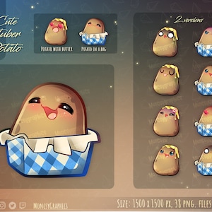Cute Potato PNGtuber-model / Voice Reactive Stream-mascotte / Vtuber Twitch Discord / Vtuber-activa