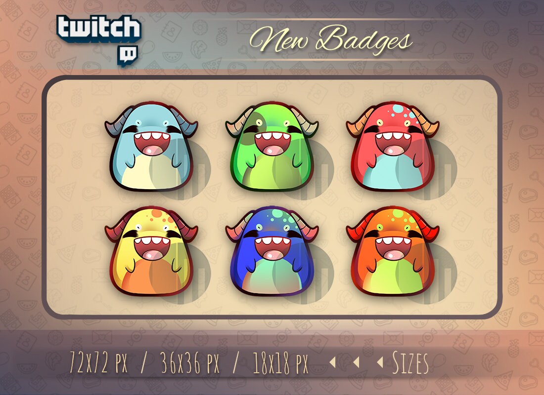 Twitch Monster Badges // Cute Badges for Streamers / Kawaii / Etsy UK