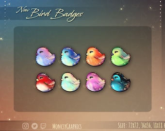 Twitch Bird badges / Cute badges for streamers / Bird badges / Animal badges