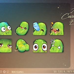 Emote Twitch Cute Cucumber per streamer / Emote Kawaii Food per Twitch, Discord o Youtube