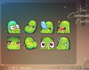 Twitch Cute Cucumber emotes for streamers / Kawaii Food emote for your Twitch, Discord or Youtube