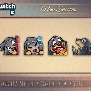 Emotes Twitch teckel / Emotes mignons chien chibi pour streamers / pour Twitch, Discord ou Youtube