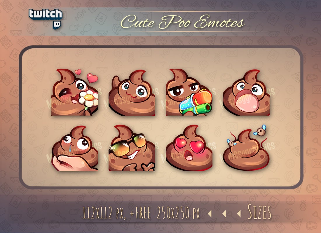 Twitch Leuke poep-emotes voor streamers / Kawaii Poop-emote voor je Twitch, Discord of YouTube