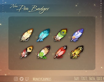 Pen Twitch Badges: Feather Streamer Badges (Digital Download)