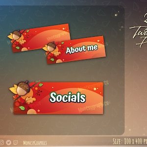 22 Twitch Red Autumn Panels /Twitch overlay / 22x Twitch Cute Panels Package
