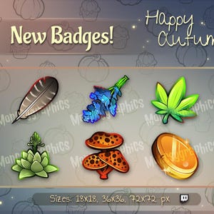 Cute New World Inspired Autumn sub badges / Twitch cheer food Badges / Discord, Twitch, Youtube badges