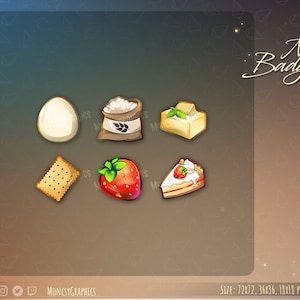 Twitch badges // Cookie badges for streamers / Cake badges / Streamer Twitch sub and cheer badges for your Stream