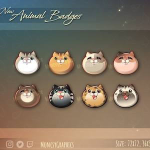Twitch Cat badges // Cute chibi Cat badges for streamers / Cat Streamer badges for your Twitch / Kawaii cute Cat badges