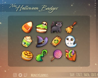 Twitch halloween sub bit badges / Halloween badges for streamers / kawaii cute halloween badge