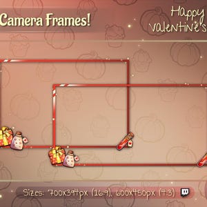 Webcam Overlay / Webcam Frame - Valentine&#39;s Day Webcam frame / Cute Custom Twitch Streamlabs OBS Facecam Overlay