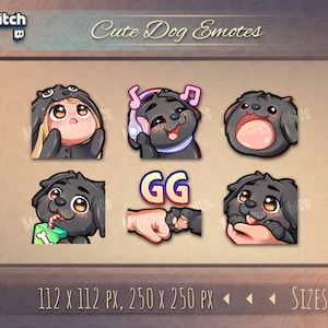 Emotki psa Twitch / Słodkie emotki spaniela chibi dla streamerów / na Twitch, Discord lub Youtube