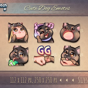 Twitch French bulldog emotes / Cute chibi dog emotes for streamers / for Twitch, Discord or Youtube